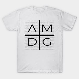 Ad Majorem Dei Gloriam Jesuit Cross with text black T-Shirt